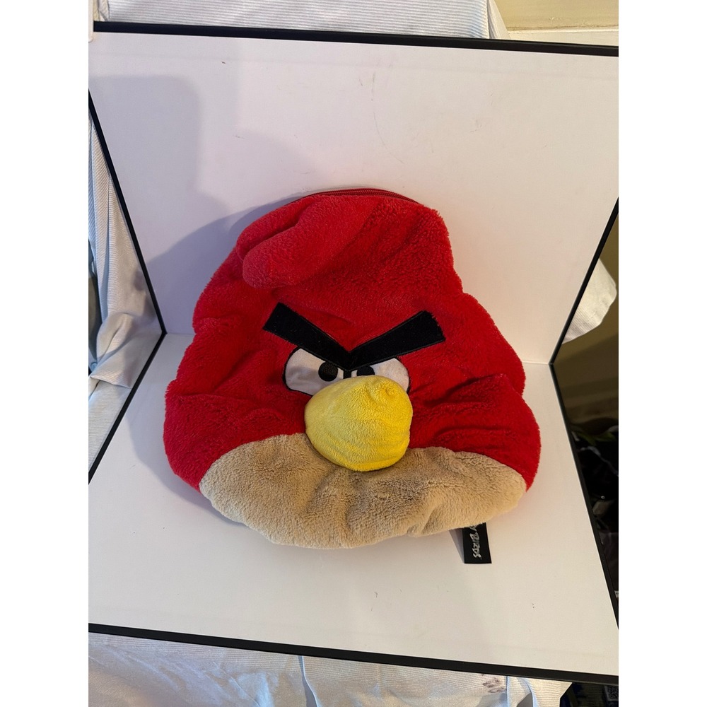 Angry Birds Red Plush Backpack Rovio Gaming Character Soft Fuzzy Bag Adjustable